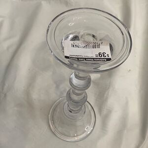 Ambrosia Home Town Square Pillar Candle Holder Clear Heavy Glass Taper Votive